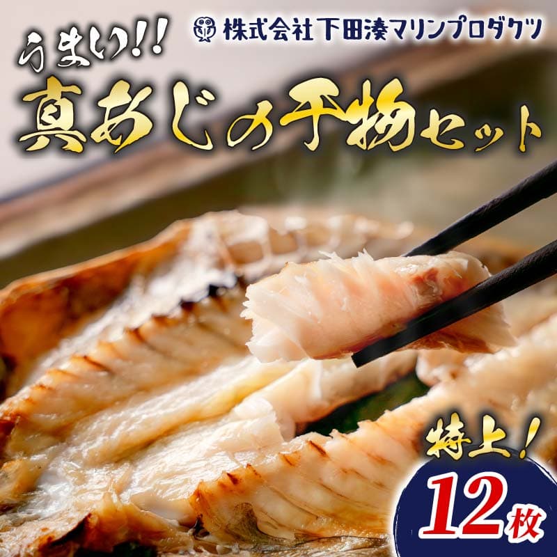 <規格品 下田加工>【特上】真あじ干物 12枚入 PTS066-00004