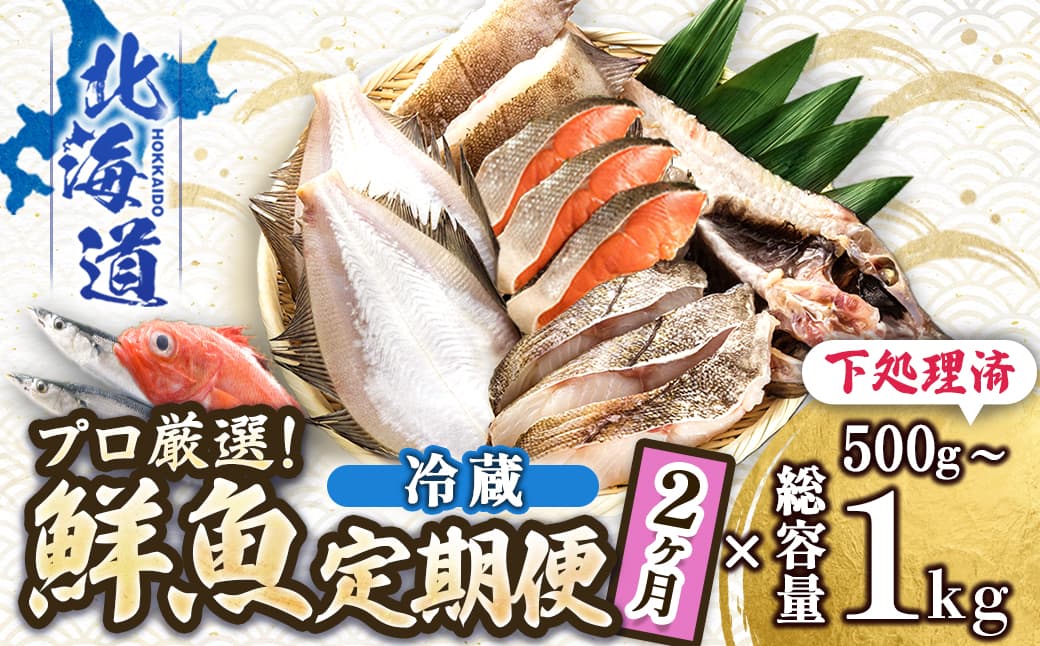 【定期便 2ケ月連続】 お魚の目利きのプロにお任せ!北海道産(国産) 天然 鮮魚 約500g~1kg(釧路の鮮魚セット) 産地直送 冷蔵 冷蔵便 刺身 セット 鮮魚セット 鮮魚ボックス 北海道 釧路町 釧路超 特産品