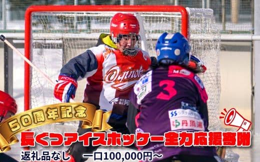 【思いやり型返礼品】50周年記念 長ぐつアイスホッケー 全力応援寄附(返礼品なし・一口 100,000円〜) 北海道 釧路町 釧路超 長靴アイスホッケー アイスホッケー 寄付 応援 支援