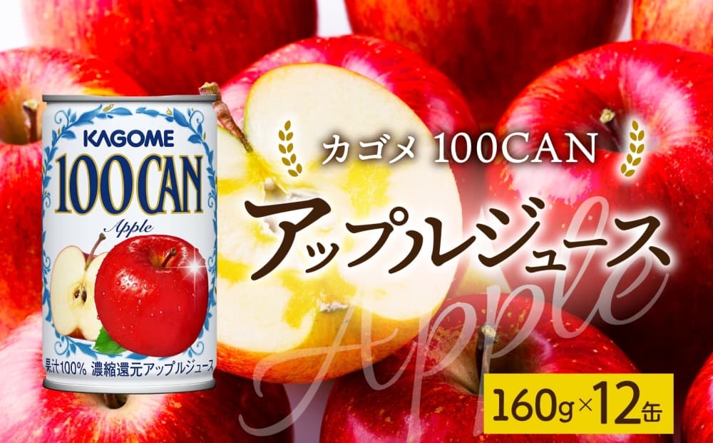 100CANアップル160g×12 ns038-046 【缶 りんご ジュース 朝食 軽食 おやつ お弁当 飲み切り ゼリー シャーベット フロート KAGOME】(管理コード:ns038-046)