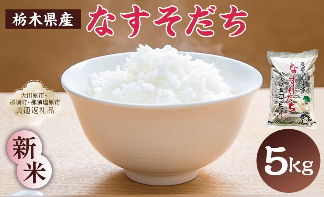 【大田原市・那須塩原市・那須町共通返礼品】<米>令和7年産 栃木県産 コシヒカリ なすそだち 5kg JAなすの産地直送 ns005-002-5 【お米 大粒 ごはん おにぎり 国産 白米】 (管理コード:ns005-002-5)