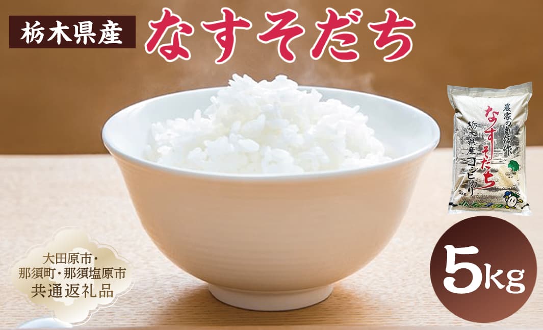 【大田原市・那須塩原市・那須町共通返礼品】<米>令和7年産 栃木県産 コシヒカリ なすそだち 5kg JAなすの産地直送 ns005-002-5 【お米 大粒 ごはん おにぎり 国産 白米】 (管理コード:ns005-002-5)