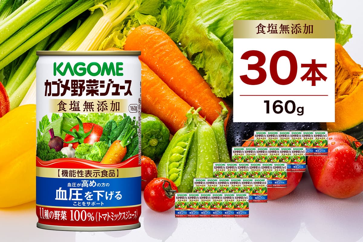 カゴメ 野菜ジュース 食塩無添加 160g 30本 ns111-006-30【KAGOME ジュース 野菜 飲料 トマト GABA】(管理コード: ns111-006-30)