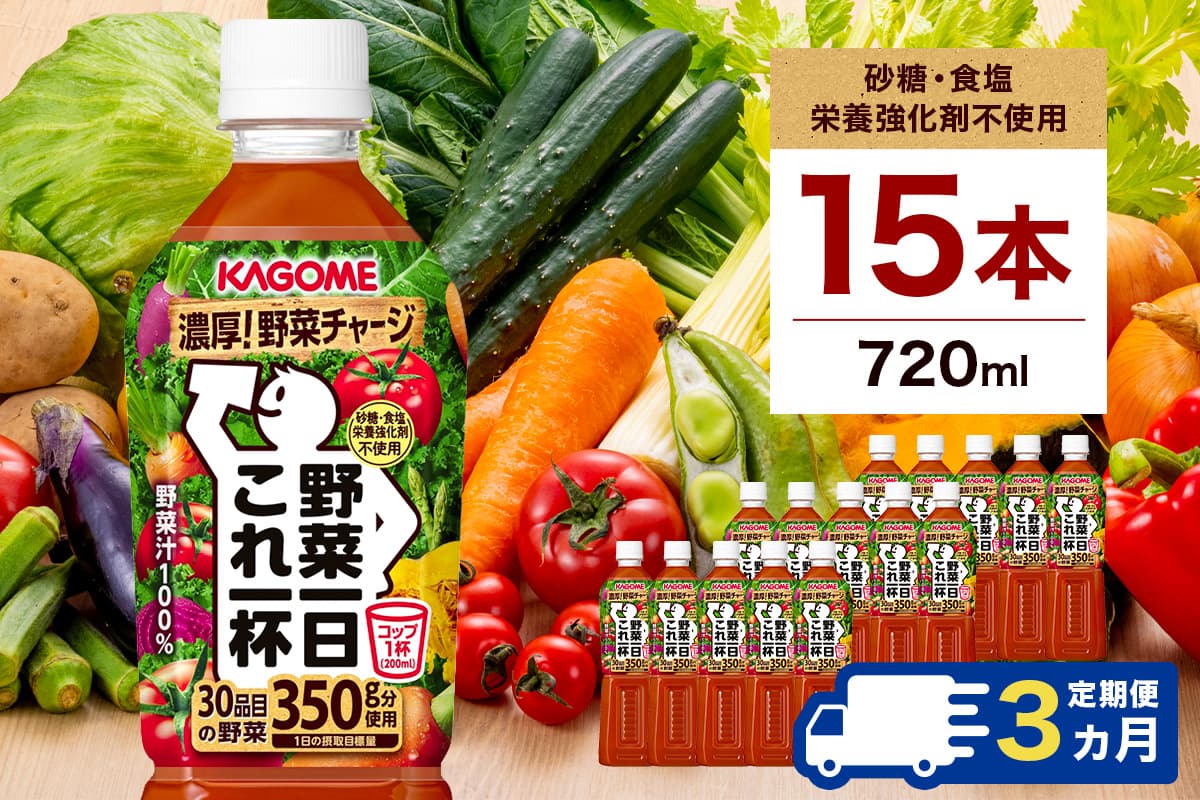 【定期便3ヵ月】カゴメ 野菜一日これ一杯 720ml 15本 ns111-029 【KAGOME ジュース 野菜 飲料 トマト リコピン 健康 】(管理コード:ns111-029)