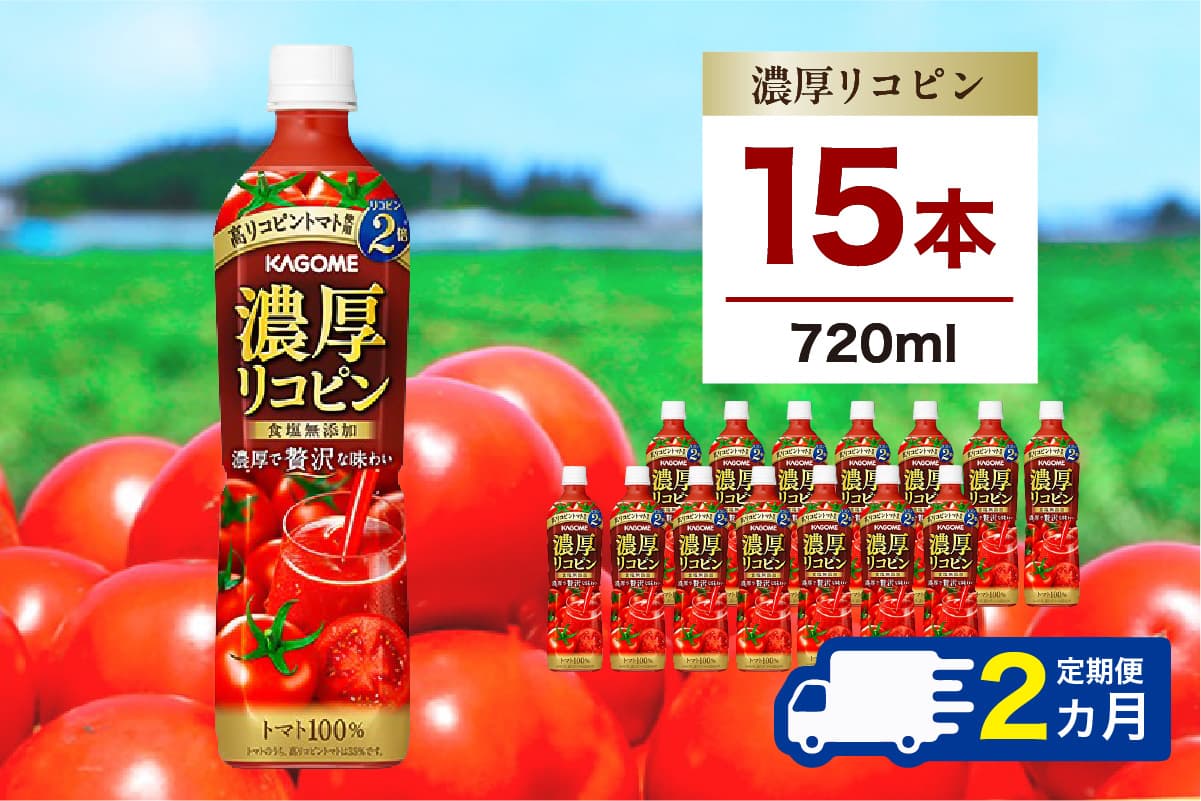 【定期便2ヵ月】カゴメ 濃厚リコピン 720ml 15本 ns111-033【KAGOME ジュース トマト 濃厚 リコピン 健康 飲料】(管理コード:ns111-033)