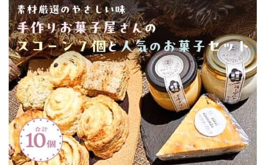 【素材厳選のやさしい味】手作りお菓子屋さんのスコーン7個と人気のお菓子セット合計10個【 栃木県 那須塩原市 】 ns068-001 (管理コード:ns068-001)