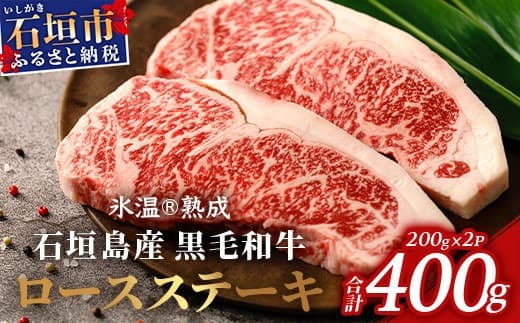 【氷温熟成】石垣島産 黒毛和牛 ロースステーキ 400g お肉 肉 牛肉 冷凍 ステーキ 焼肉 やきにく BBQ アウトドア お祝い 贈答 プレゼント 200g×2枚 八重山食肉センター YC-2 (管理コード:YC-2)