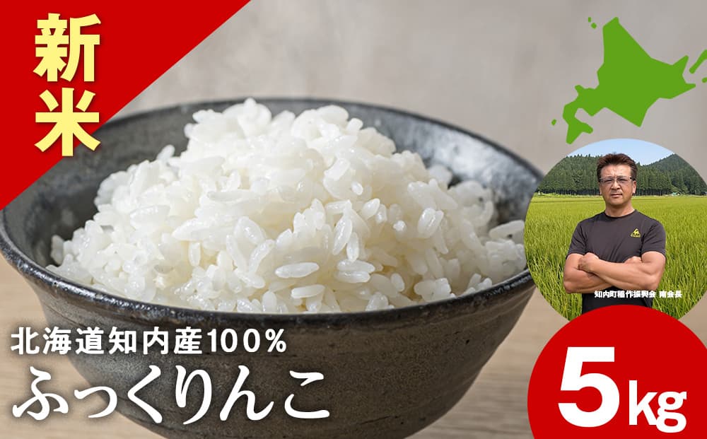 <新米予約>ふっくりんこ 5kg 【JA新はこだて】 知内町 ふるさと納税 こめ 北海道産お米 北海道米 美味しいお米 北海道産米 ブランド米