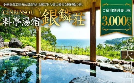 料亭湯宿 銀鱗荘 ご宿泊 割引券 3,000円分
