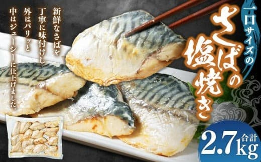 一口サイズのさばの塩焼き 合計2.7kg